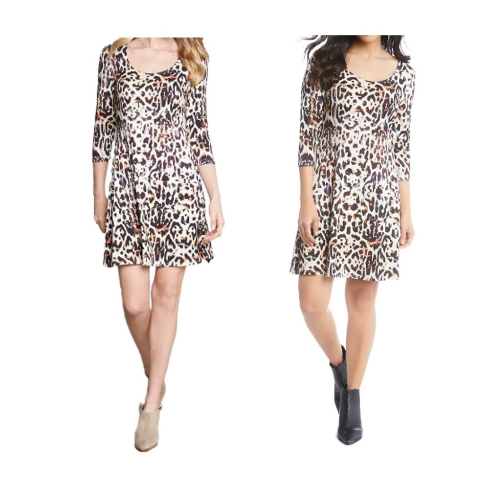Karen Kane Women's Leopard Print A Line Dress-L
